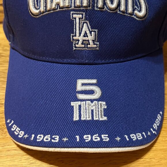 LA Dodgers 5 Time World Series Champions Hat Embroidered Blue Adjustable Cap - Picture 3 of 9